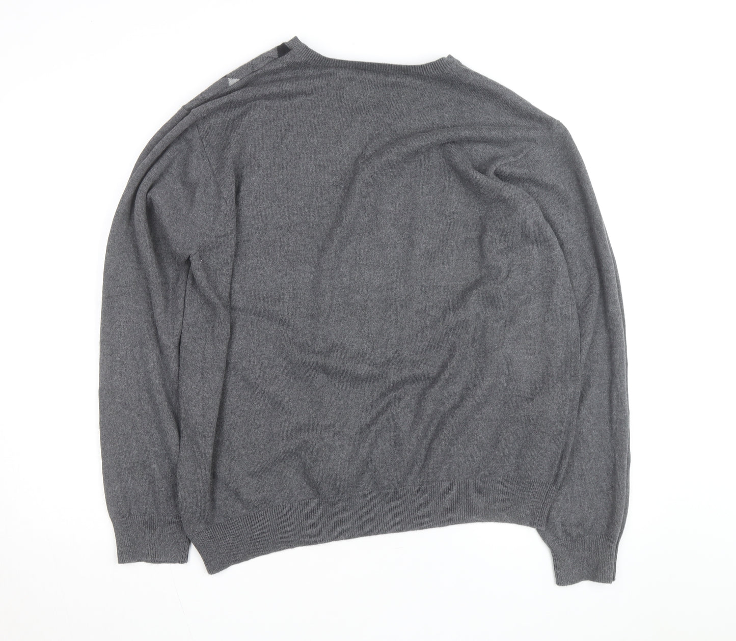Van Heusen Men's Grey Argyle V-Neck Cotton Jumper XL
