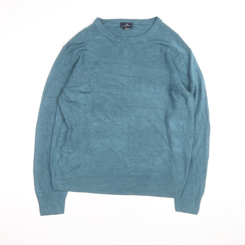 Dockers Men Blue Acrylic Crew Neck Pullover Jumper L