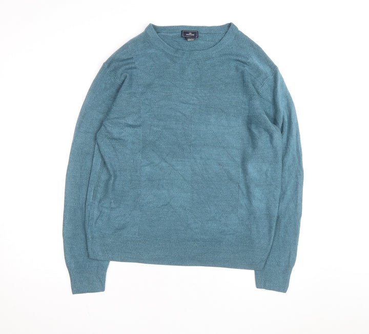 Dockers Men Blue Acrylic Crew Neck Pullover Jumper L