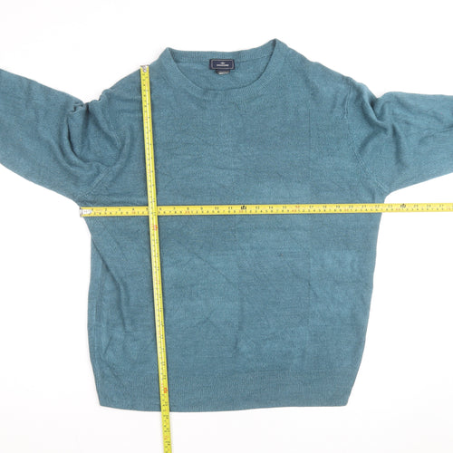 Dockers Men Blue Acrylic Crew Neck Pullover Jumper L