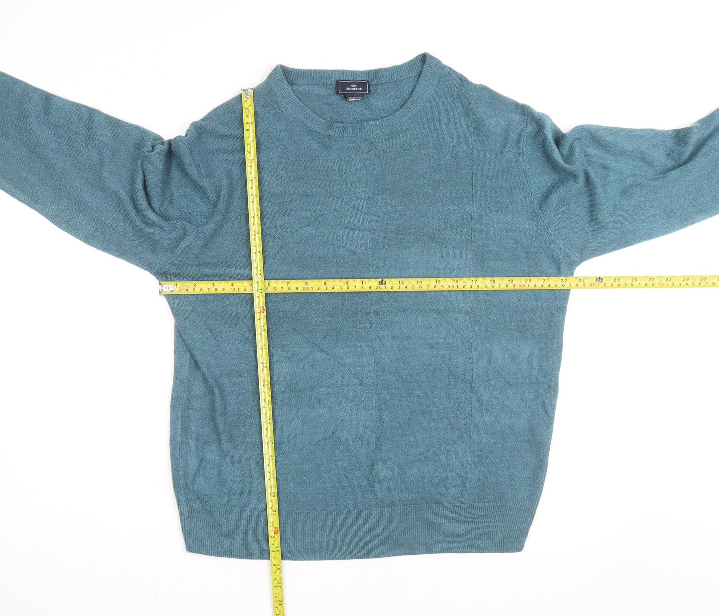 Dockers Men Blue Acrylic Crew Neck Pullover Jumper L
