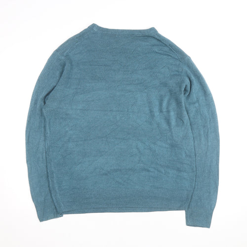 Dockers Men Blue Acrylic Crew Neck Pullover Jumper L