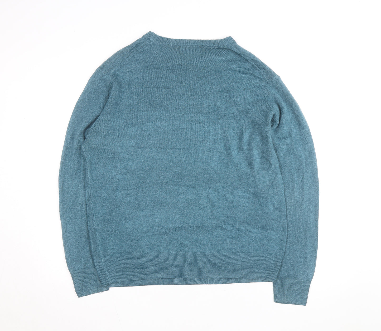 Dockers Men Blue Acrylic Crew Neck Pullover Jumper L