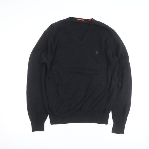 IZOD Men's Black Cotton V-Neck Jumper Medium Classic Knit