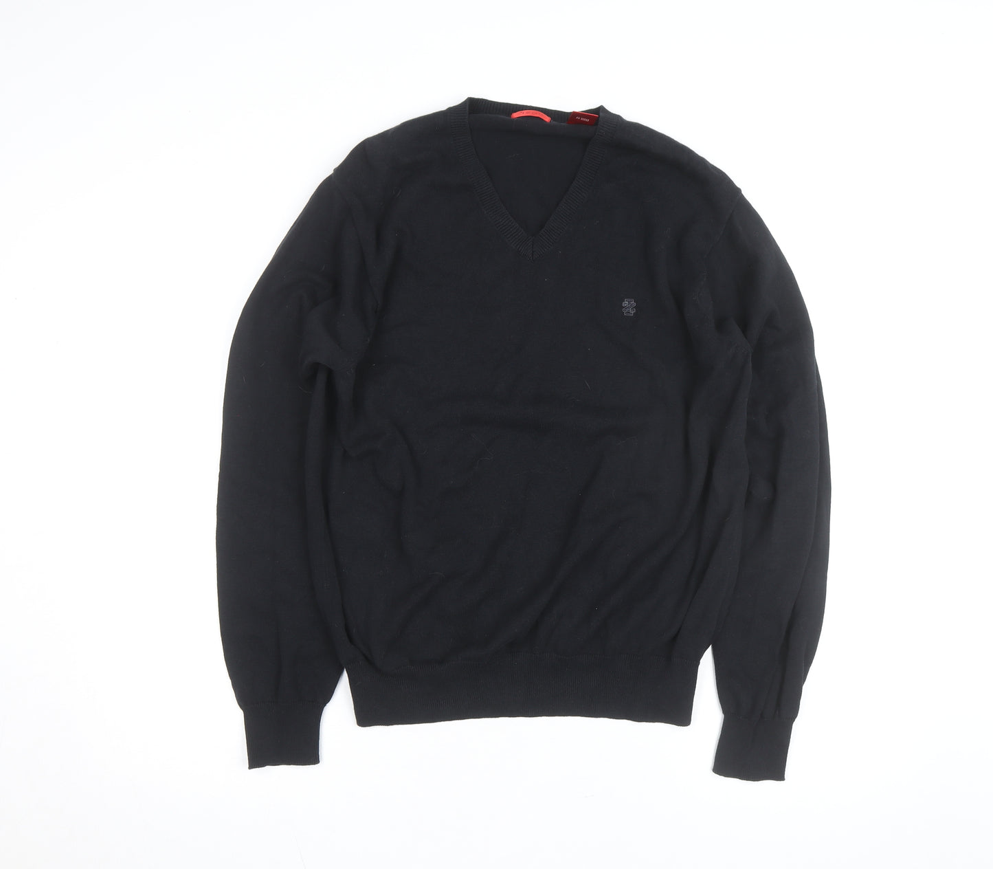 IZOD Men's Black Cotton V-Neck Jumper Medium Classic Knit