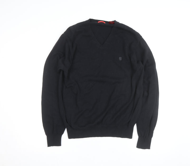 IZOD Men's Black Cotton V-Neck Jumper Medium Classic Knit
