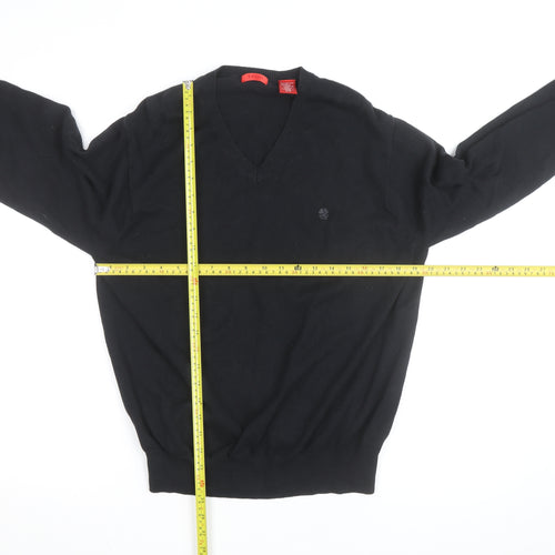 IZOD Men's Black Cotton V-Neck Jumper Medium Classic Knit