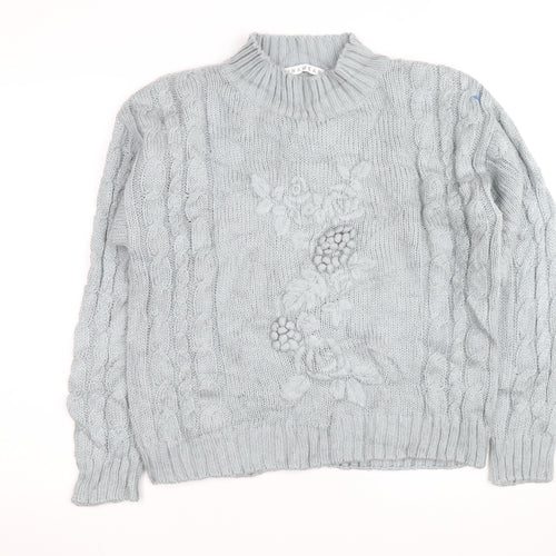 CHINAWEAR Men’s Grey Cable-Knit Acrylic Jumper M High Neck