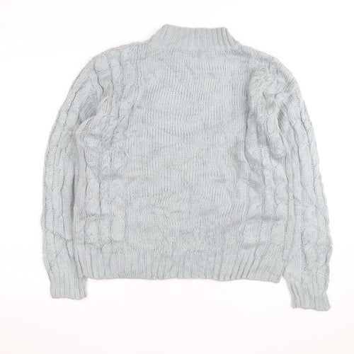 CHINAWEAR Men’s Grey Cable-Knit Acrylic Jumper M High Neck