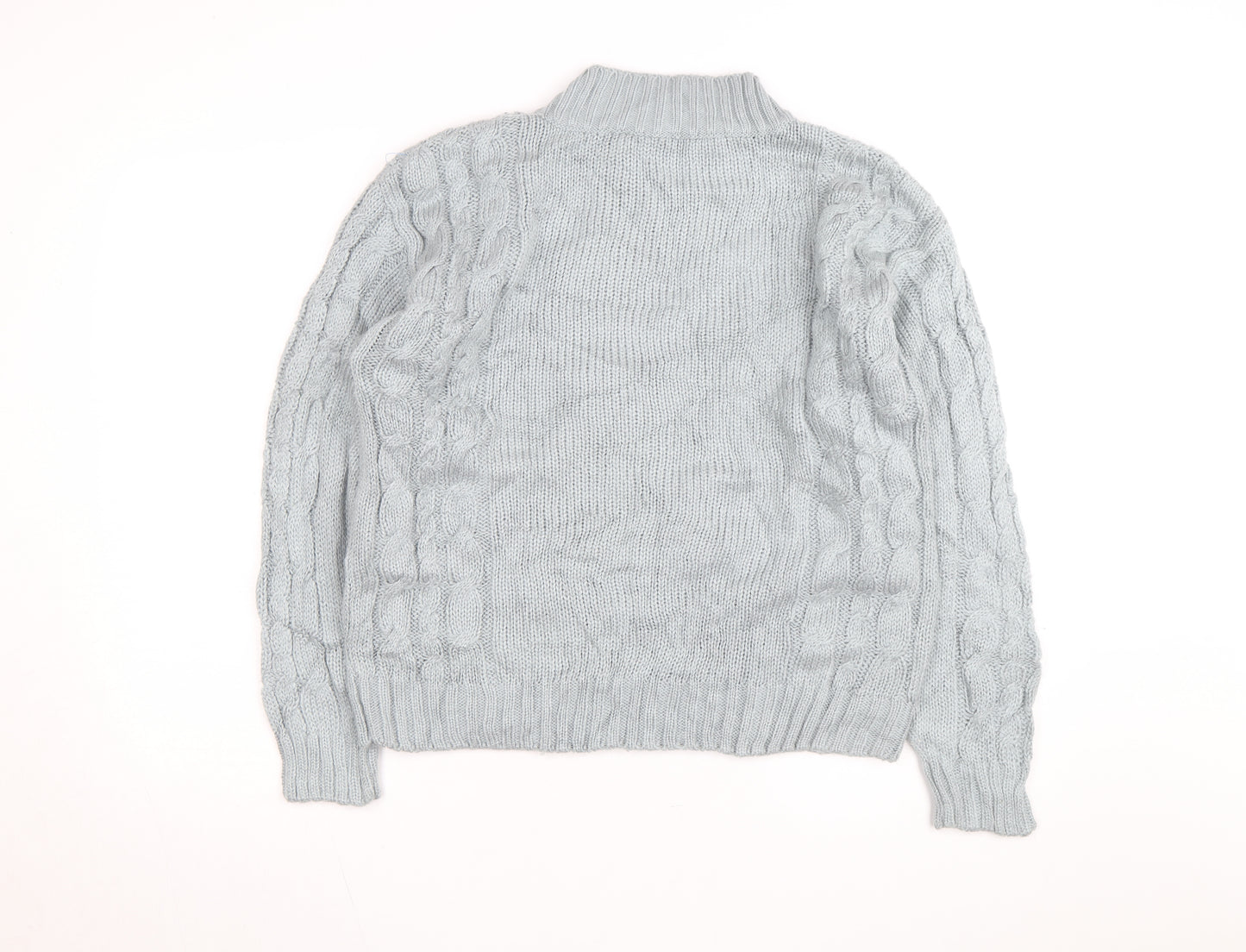 CHINAWEAR Men’s Grey Cable-Knit Acrylic Jumper M High Neck
