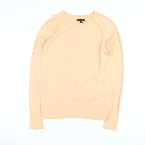 Massimo Dutti Women's Beige Crew Neck Cotton Silk Cashmere Jumper Size S