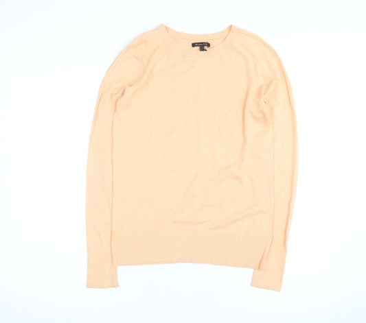 Massimo Dutti Women's Beige Crew Neck Cotton Silk Cashmere Jumper Size S