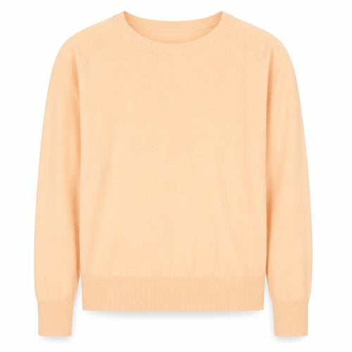 Massimo Dutti Women's Beige Crew Neck Cotton Silk Cashmere Jumper Size S