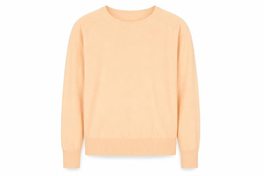 Front view of Massimo Dutti Women's Beige Crew Neck Cotton Silk Cashmere Jumper, size S