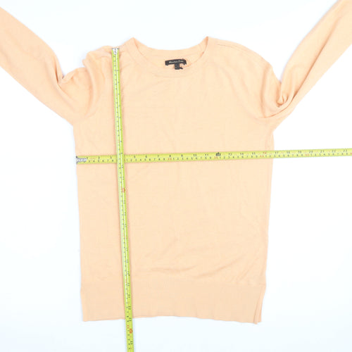 Massimo Dutti Women's Beige Crew Neck Cotton Silk Cashmere Jumper Size S