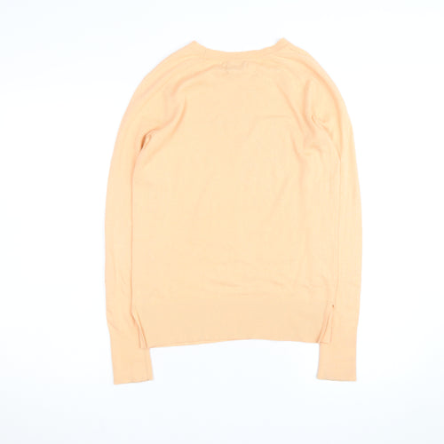 Massimo Dutti Women's Beige Crew Neck Cotton Silk Cashmere Jumper Size S