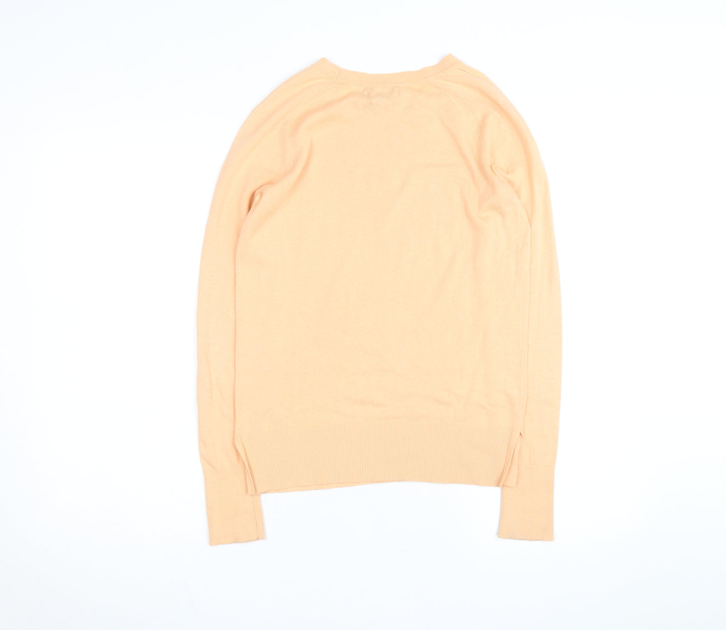 Massimo Dutti Women's Beige Crew Neck Cotton Silk Cashmere Jumper Size S