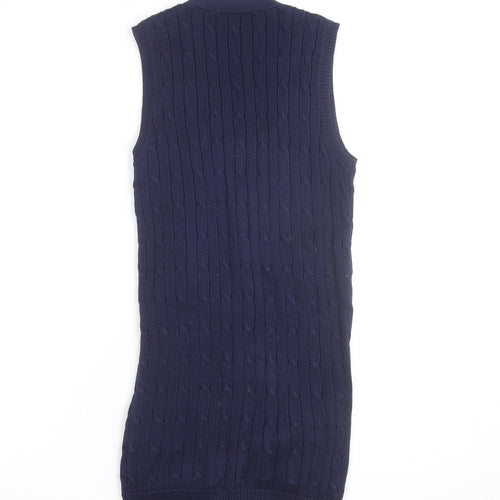 Ralph Lauren Women's Blue Cotton Knit Sleeveless Button Dress XS