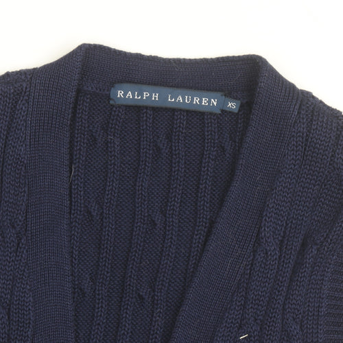 Ralph Lauren Women's Blue Cotton Knit Sleeveless Button Dress XS