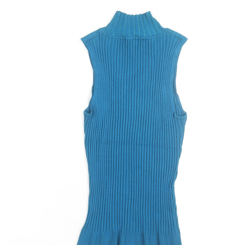 INC International Concepts Women's Blue Sleeveless Bodycon Knit Dress M