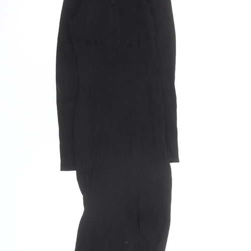 New Look Women’s Black Midi Bodycon Knit Dress Size 12