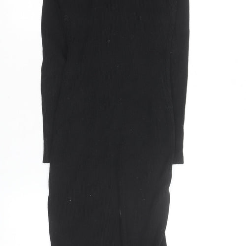 New Look Women’s Black Midi Bodycon Knit Dress Size 12