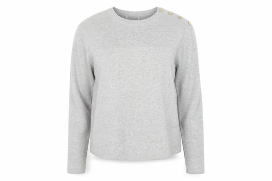 Front view of Marks & Spencer Women’s Grey Crew Neck Button Shoulder Jumper Medium