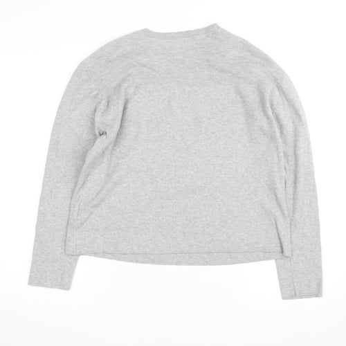 Marks and Spencer Women’s Grey Crew Neck Button Shoulder Jumper Medium