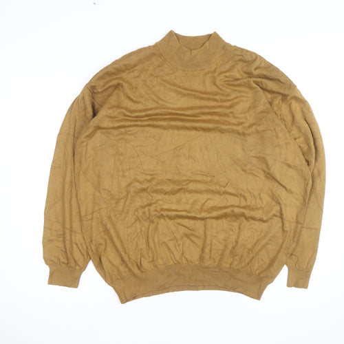 Raffi Women Brown Mock Neck Cotton Blend Pullover Jumper XL
