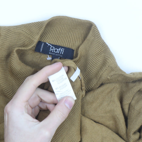 Raffi Women Brown Mock Neck Cotton Blend Pullover Jumper XL