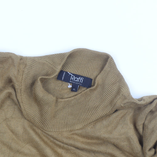 Raffi Women Brown Mock Neck Cotton Blend Pullover Jumper XL