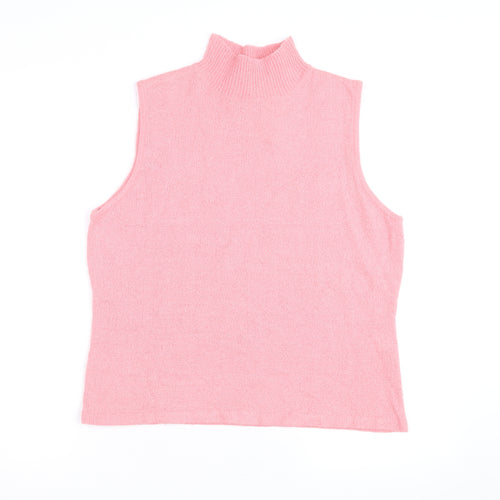 Carolyn Taylor Women’s Pink Mock Neck Sleeveless Knit Jumper XL