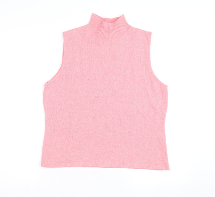 Carolyn Taylor Women’s Pink Mock Neck Sleeveless Knit Jumper XL