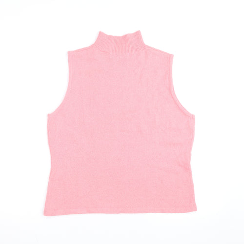 Carolyn Taylor Women’s Pink Mock Neck Sleeveless Knit Jumper XL