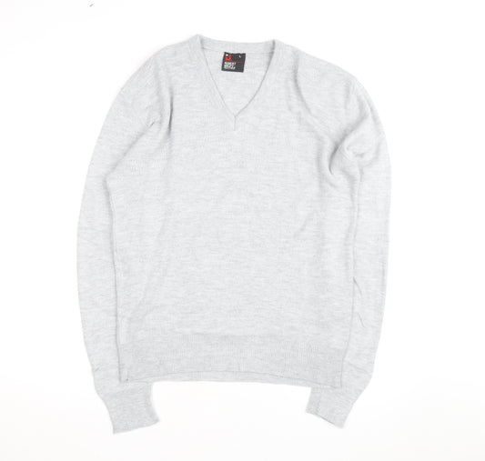 Robert Bruce Men’s Grey Wool V-Neck Long Sleeve Jumper L