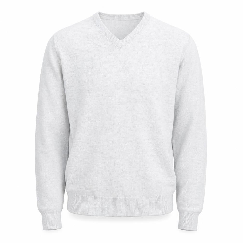 Front view of Robert Bruce Men’s Grey Wool V-Neck Long Sleeve Jumper L