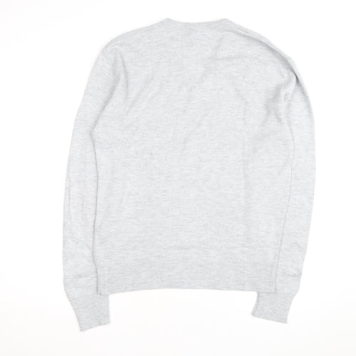 Robert Bruce Men’s Grey Wool V-Neck Long Sleeve Jumper L
