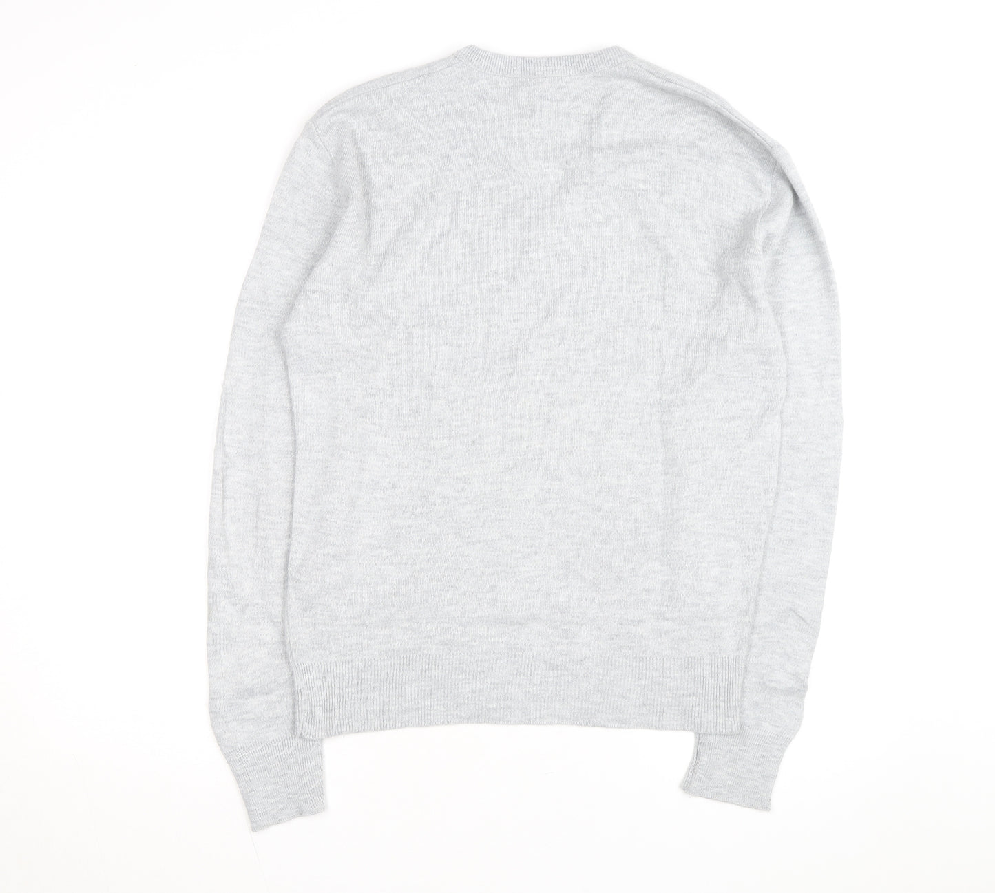 Robert Bruce Men’s Grey Wool V-Neck Long Sleeve Jumper L
