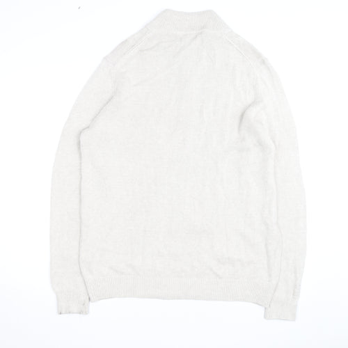 Van Heusen Men Beige Cable-Knit 1/4 Zip Jumper L