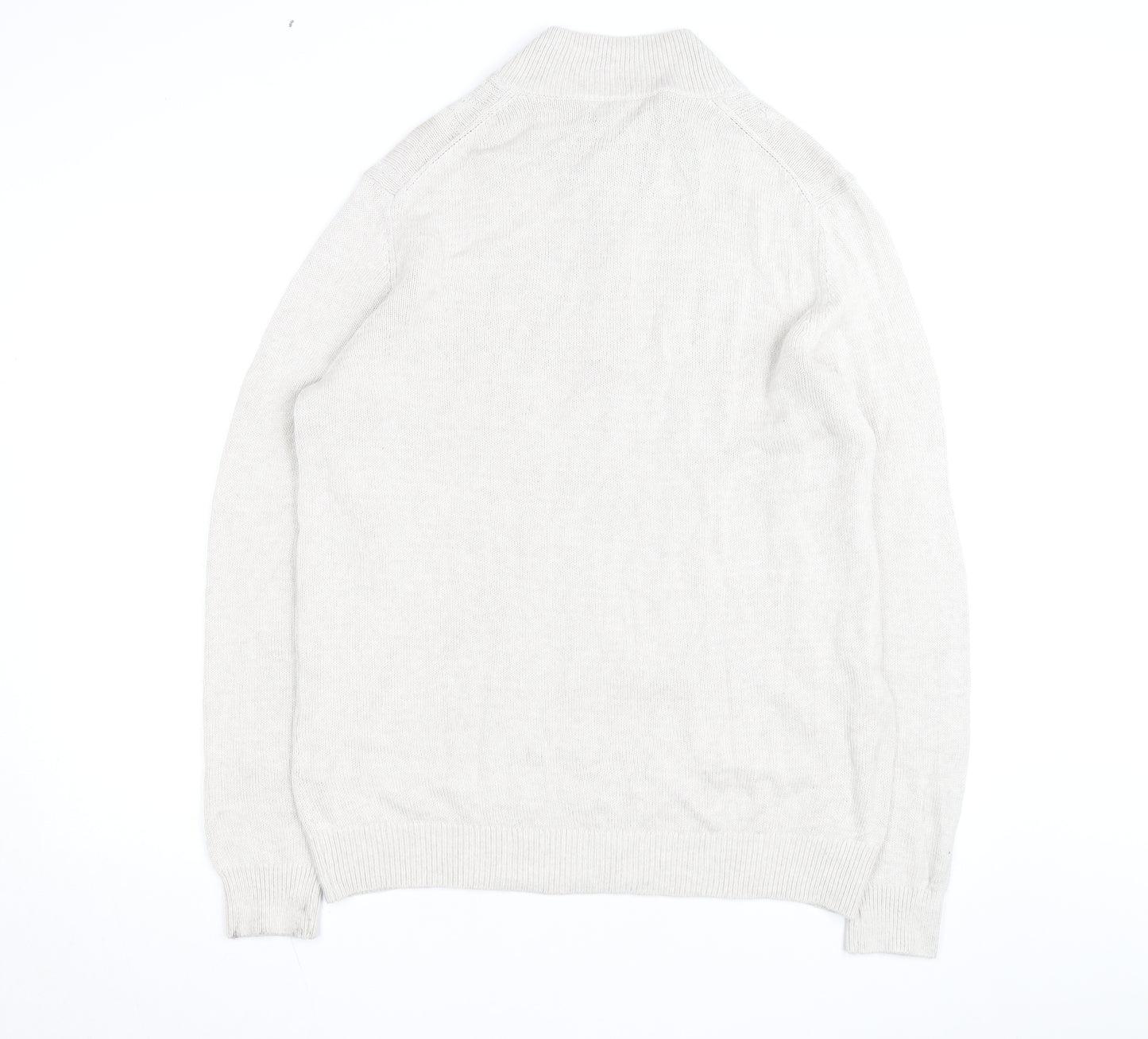 Van Heusen Men Beige Cable-Knit 1/4 Zip Jumper L