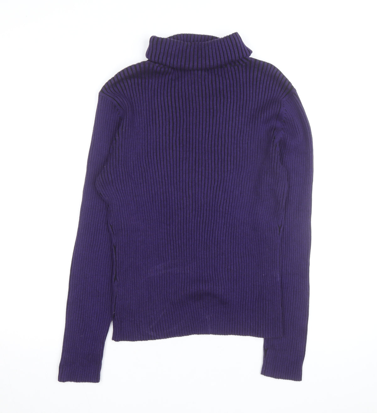 PRANNER Men's Purple Roll Neck Ribbed Knit Jumper Size L