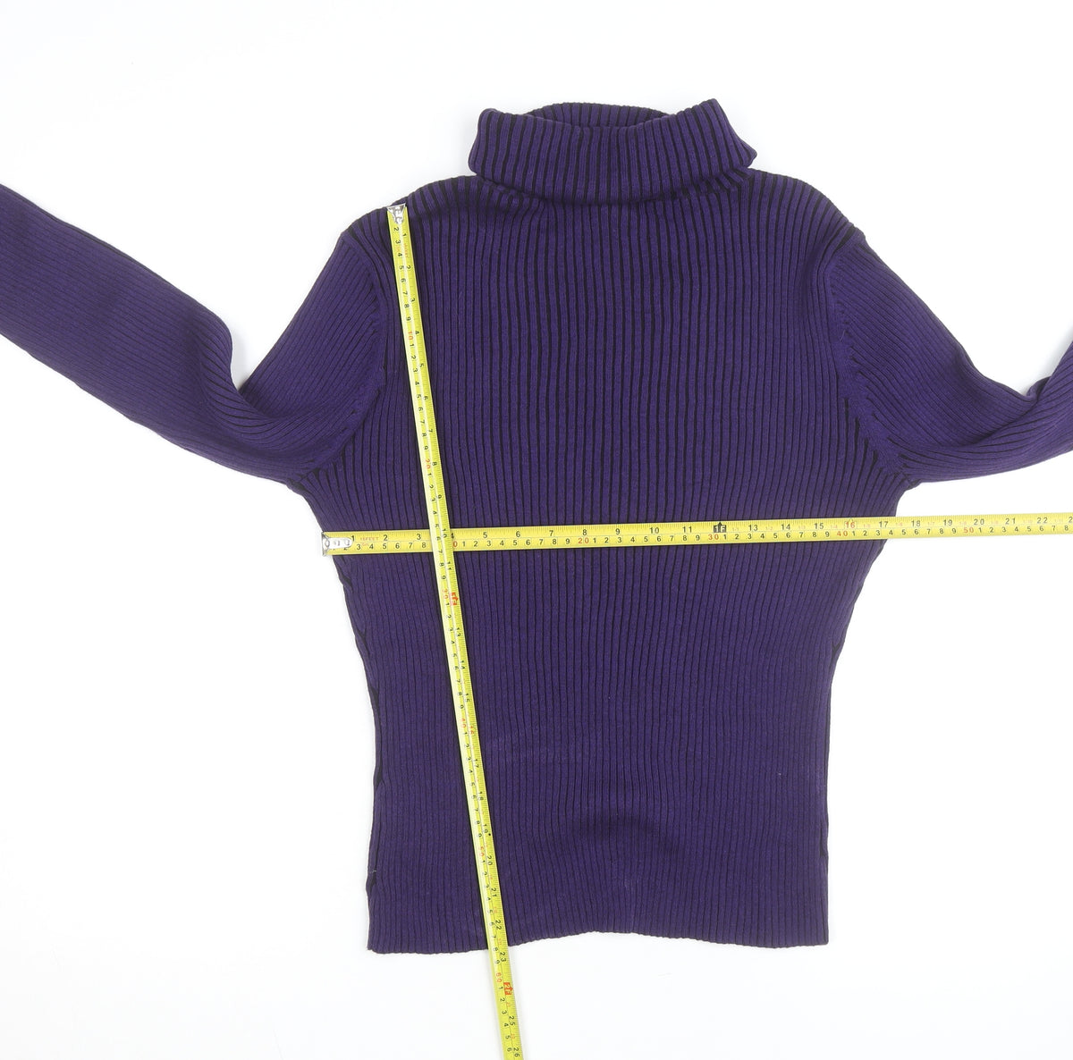 PRANNER Men's Purple Roll Neck Ribbed Knit Jumper Size L