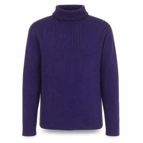 PRANNER Men's Purple Roll Neck Ribbed Knit Jumper Size L