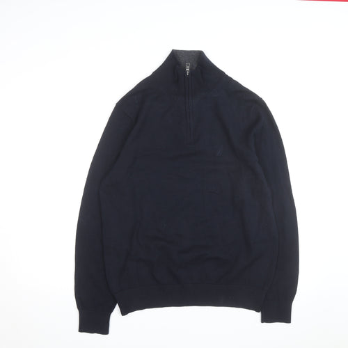 Nautica Men’s Blue Cotton 1/2 Zip Knit Sweatshirt Medium