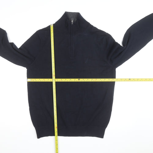 Nautica Men’s Blue Cotton 1/2 Zip Knit Sweatshirt Medium