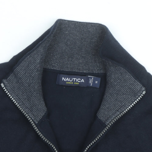 Nautica Men’s Blue Cotton 1/2 Zip Knit Sweatshirt Medium