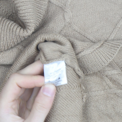 Belldini Women's Beige Roll Neck Cable-Knit Jumper M