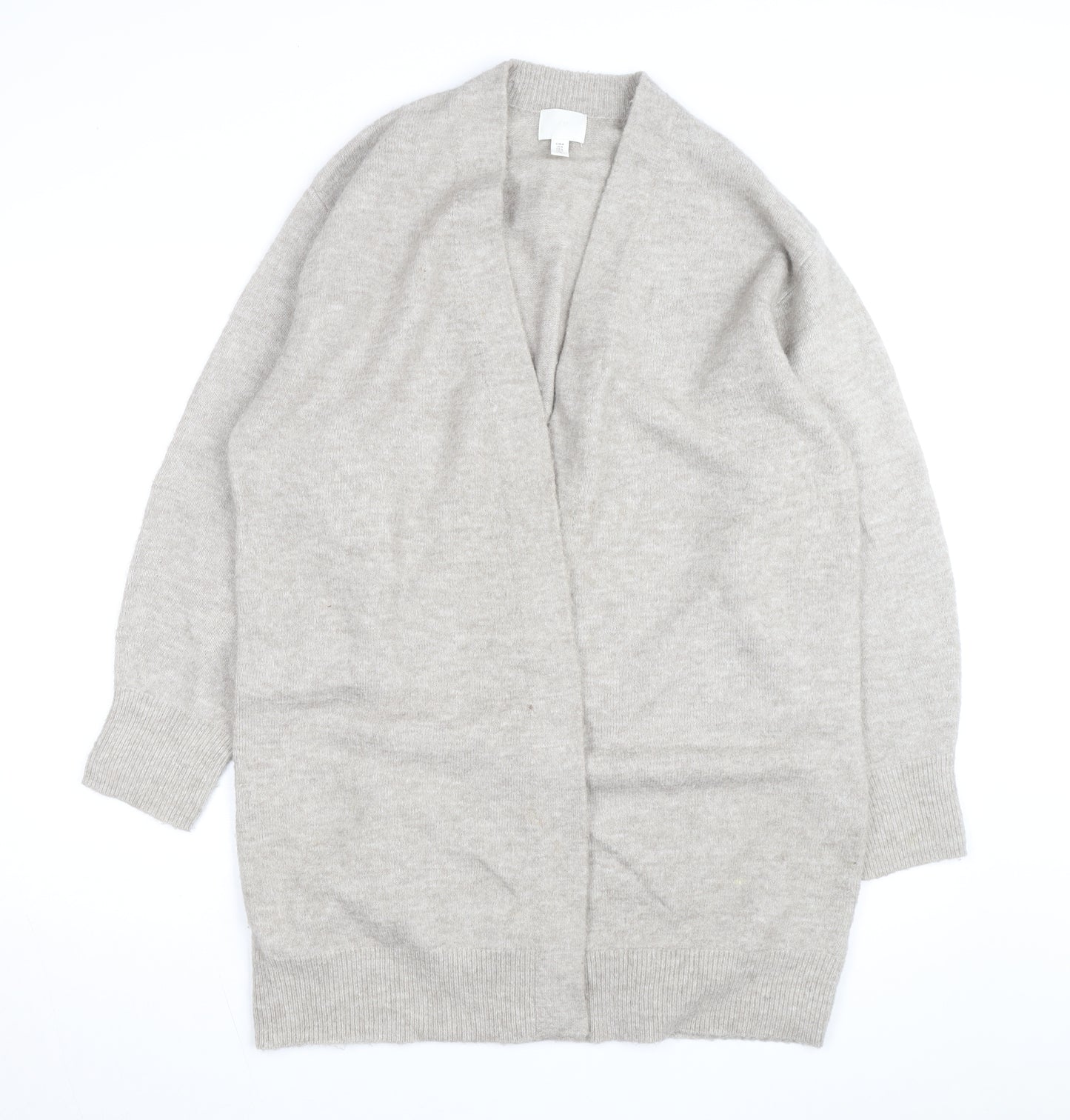 H&M Women Beige Wool Cashmere V-Neck Open Long Sleeve Cardigan M