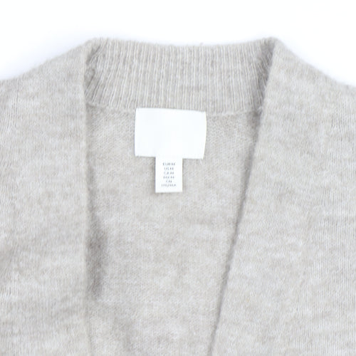H&M Women Beige Wool Cashmere V-Neck Open Long Sleeve Cardigan M