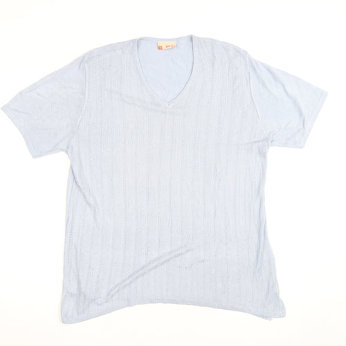 Grili Women's Blue V-Neck Short Sleeve Knit Cotton T-Shirt Size 4